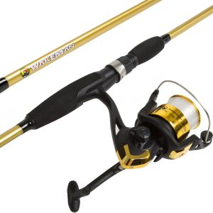 Fishing Rod and Reel Combo - 2pc Strike Series Medium Action 78-Inch Spinning Reel Fishing Pole - Angling Gear for Bass and Trout by Wakeman, 6.5 feet